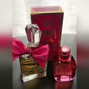 JUICY COUTURE VIVA LA JUICY 3.0 FL.OZ. PINK FLAMBE 3.0 FL.OZ. SUPREME VANILLA.